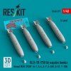 RESKIT RS48-0597 BLU-1B (750 lb) napalm bombs finned MXU-393/B (4 pcs) (A-1, A-4, A-7, A-26K, B-57, F-100) (3D Printed) (1/48)